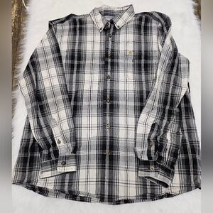 Carhartt Men’s Long Sleeve Button Down Relaxed Fit Shirt Plaid XL